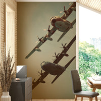 An artistic couple-focused mural on minimalist wallpaper.

