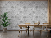 Radiant sunflower and poppy dining room wallpaper mural for a classic feature wall.