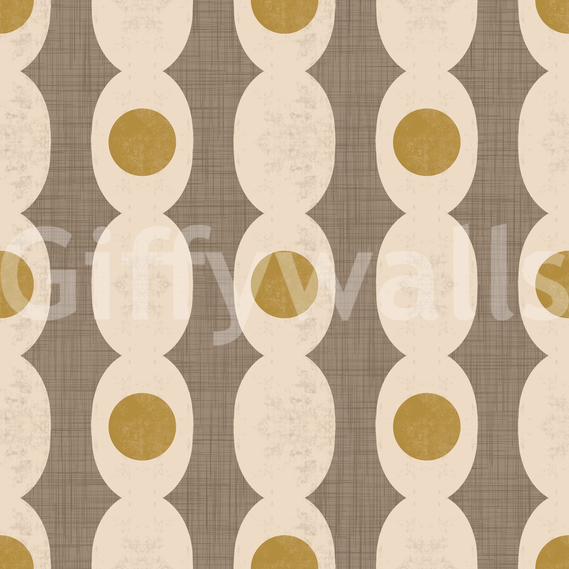 Atomic Age beige wallpaper featuring bold yet understated retro abstractions.