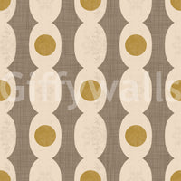 Atomic Age beige wallpaper featuring bold yet understated retro abstractions.