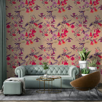 A calming floral design wallpaper mural that defines a space.

