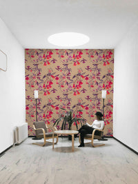 A contemplative charming bird wallpaper mural for a feature wall.

