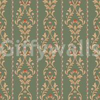 Vintage Bloom heritage stripe Wallpaper for a cottage style hallway.