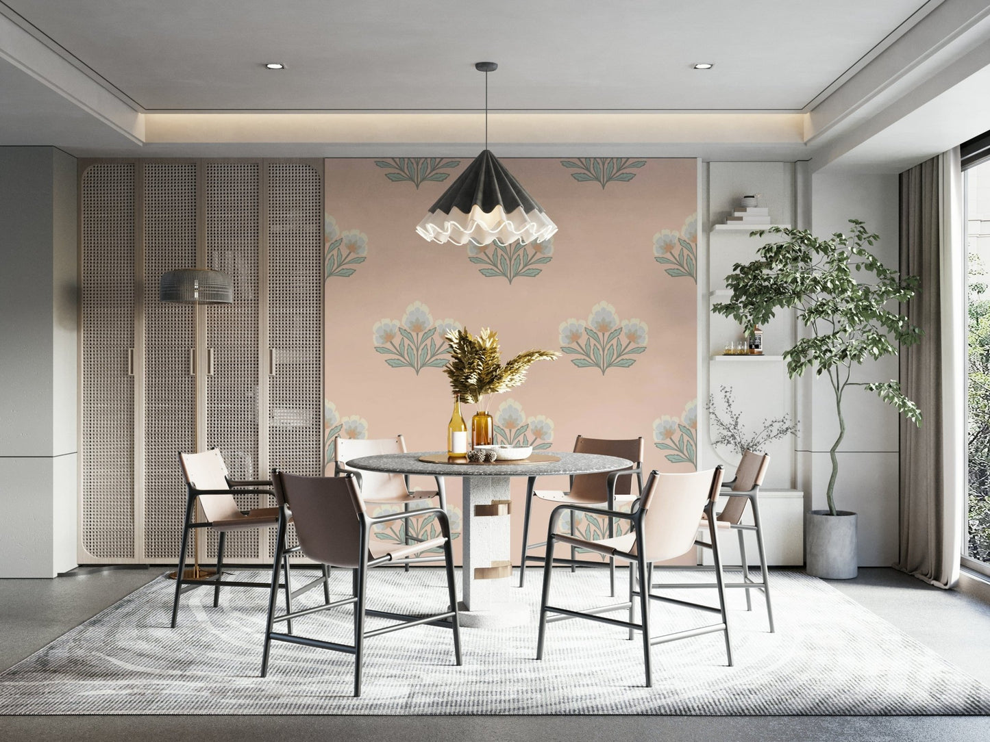 Classic Vintage Bloom Repeat sophisticated entryway wallpaper.