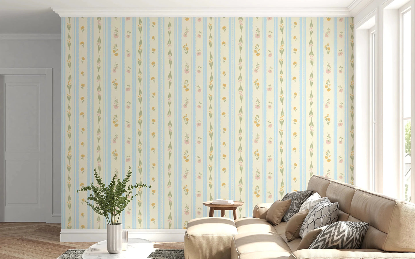 Vintage Bloom Stripes Wallpaper⁠