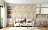 Romantic blush floral wall mural for bedroom decor.
