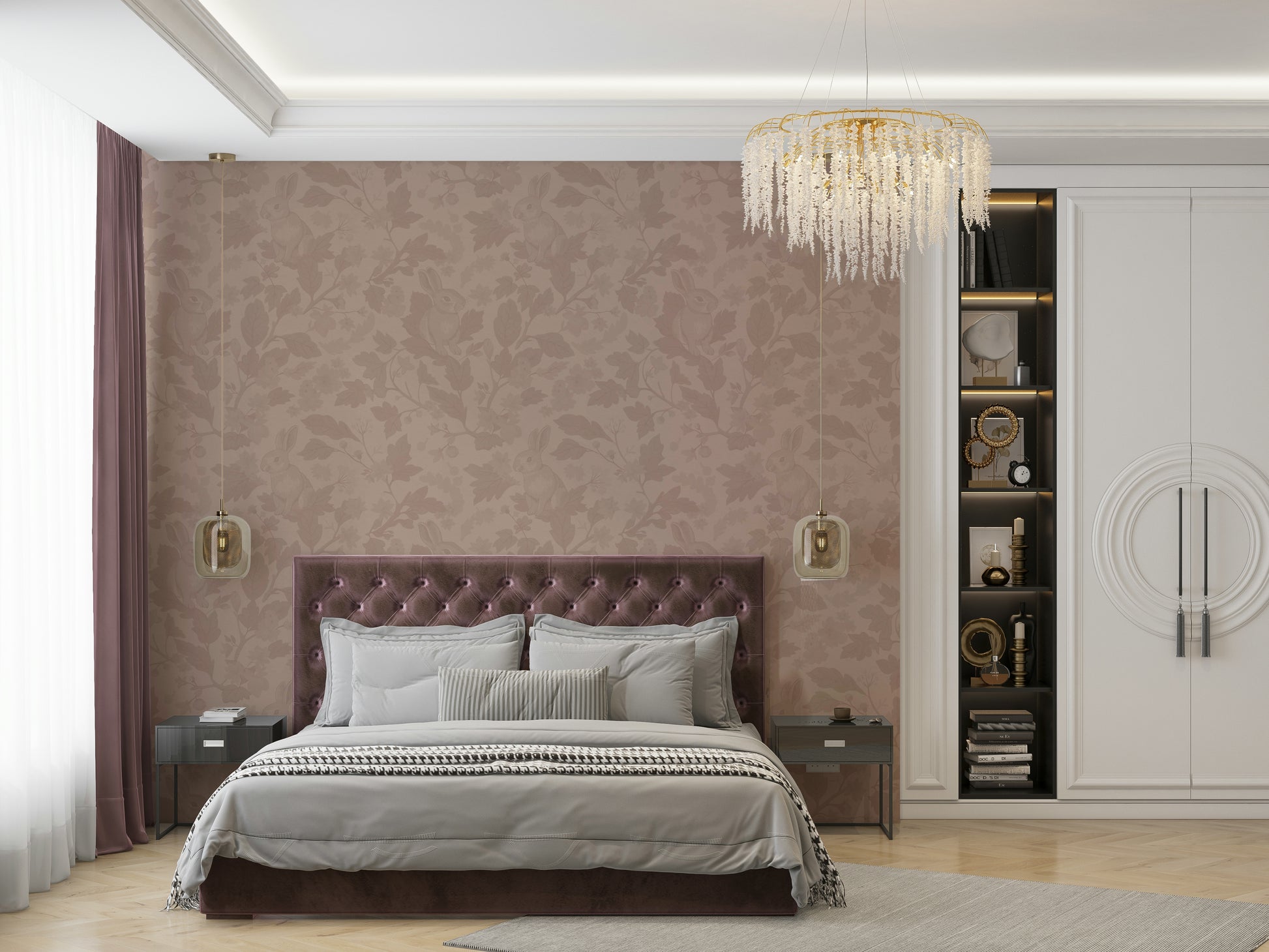 Blush wallpaper for walls with gentle texture

