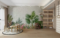 Timeless botanical voyage mural adding tranquility to spaces.


