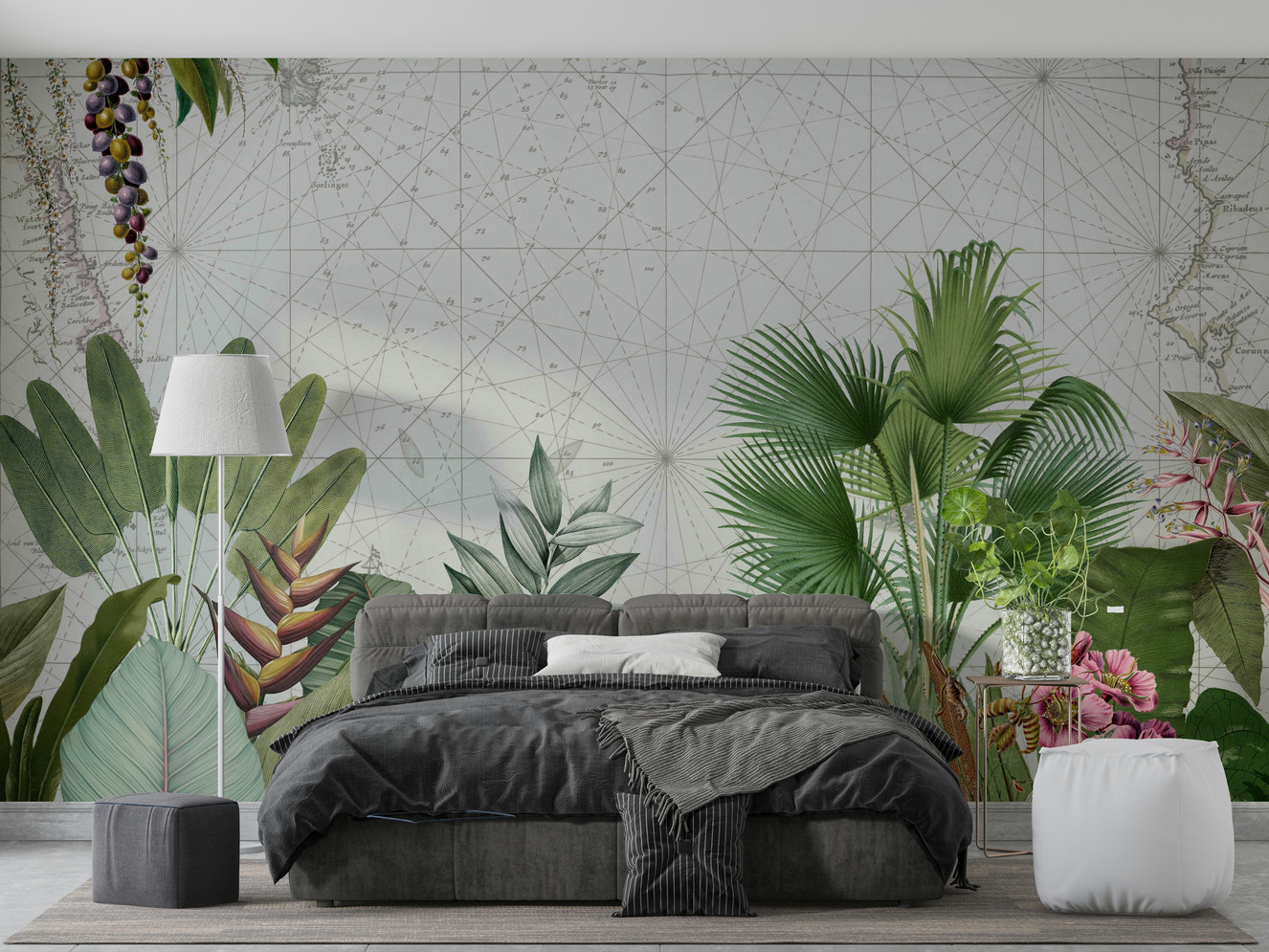 Vintage Botanical Voyage wall mural bringing nature inside.

