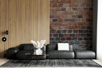 Wall mural combining aged brick textures and natural shading for a cozy, vintage interior ambiance.