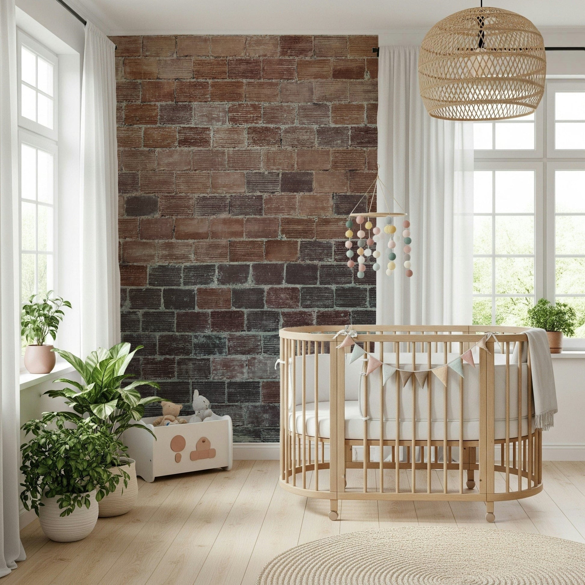 Wall mural showcasing distressed brick textures for lofts, industrial, or farmhouse-style décor.