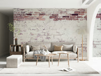 Textured wall mural with heritage brick patterns and weathered finishes for authentic, aged aesthetics.