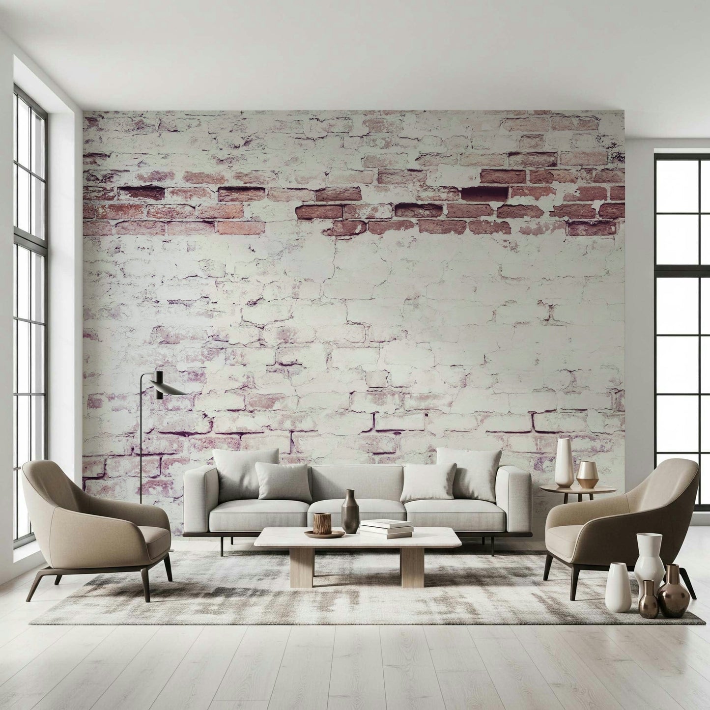 Wall mural showcasing faded brickwork textures for farmhouse, loft, or industrial-style décor.