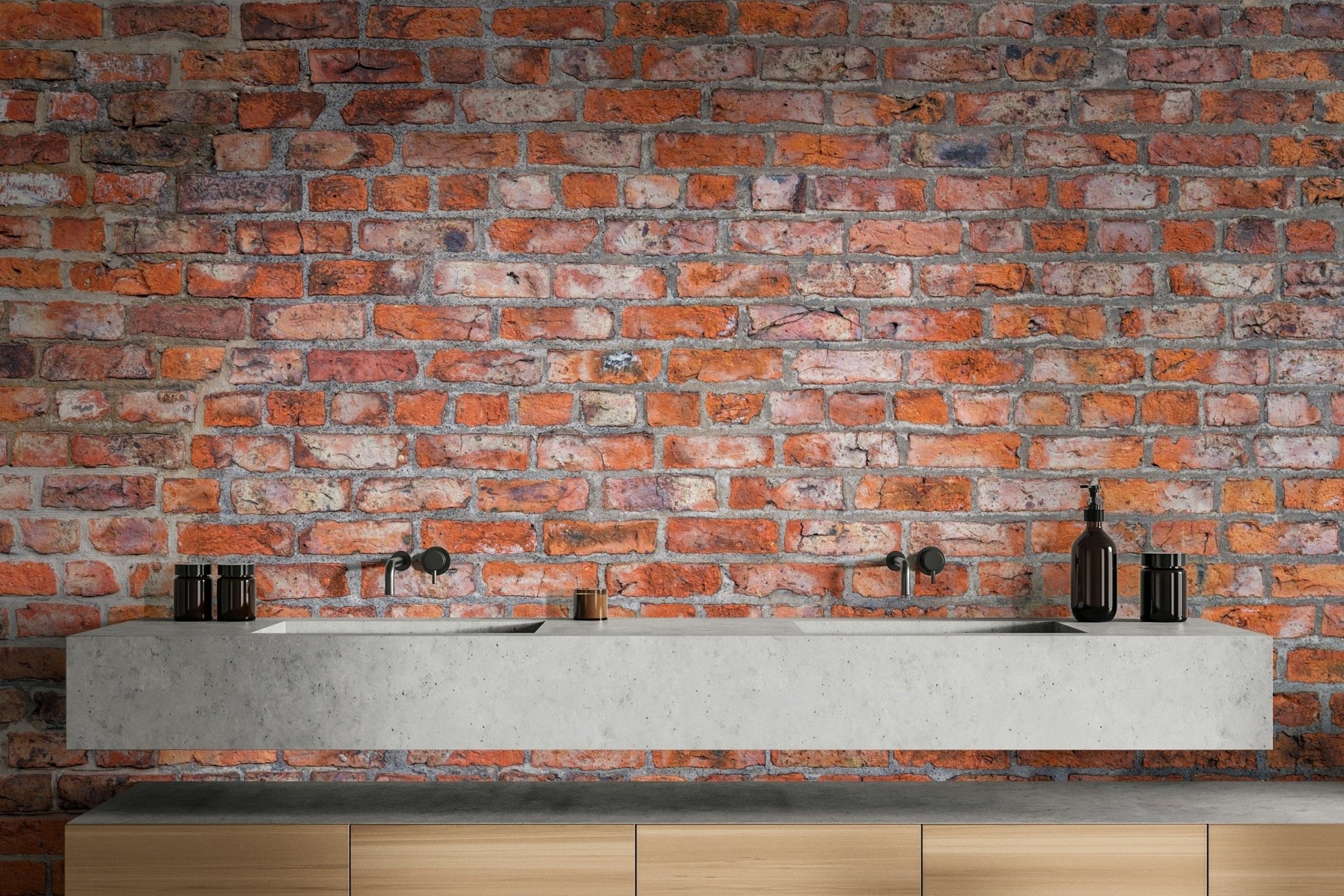 Rustic brick wall design in vintage wall mural

