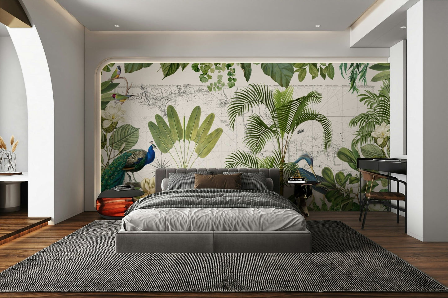 Antique map mural wallpaper with Caribbean theme
