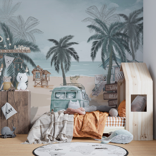 Vintage Coastal Beach Wall Mural