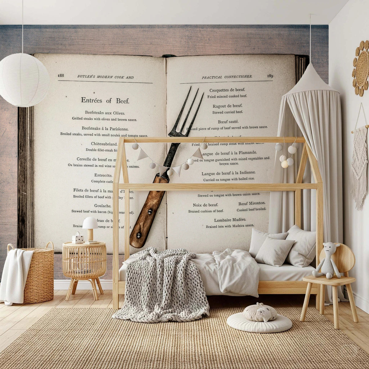 Cookbook Wall Vintage Cookbook Wall Mural | Classic Kitchen Wall Decor
