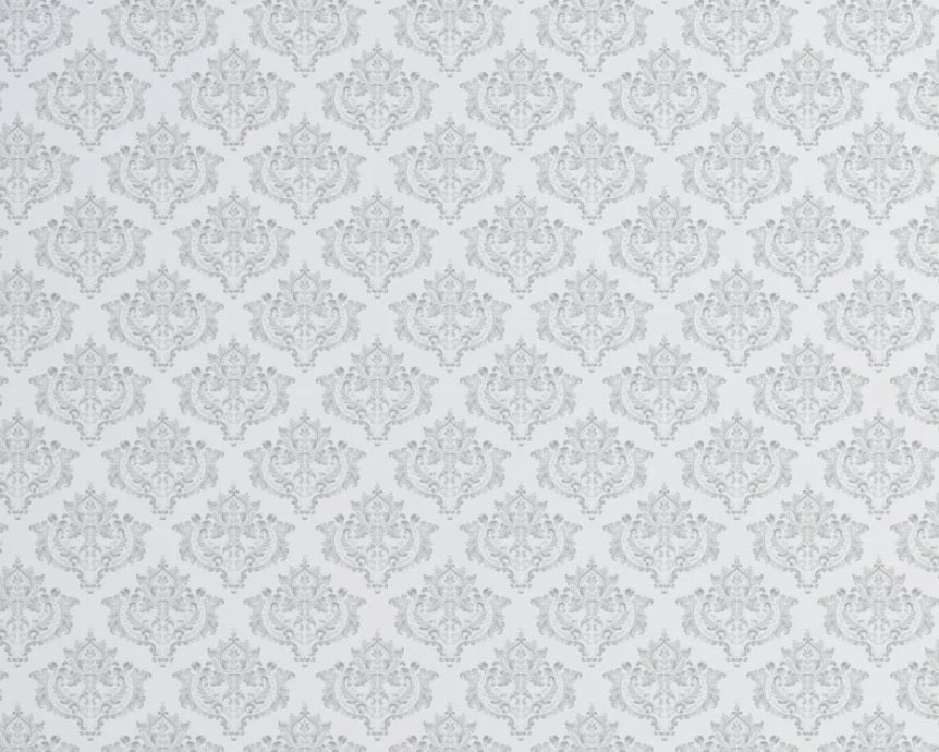 Vintage Damask White Grey Wallpaper in your room