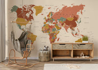 Vintage style world map for walls
