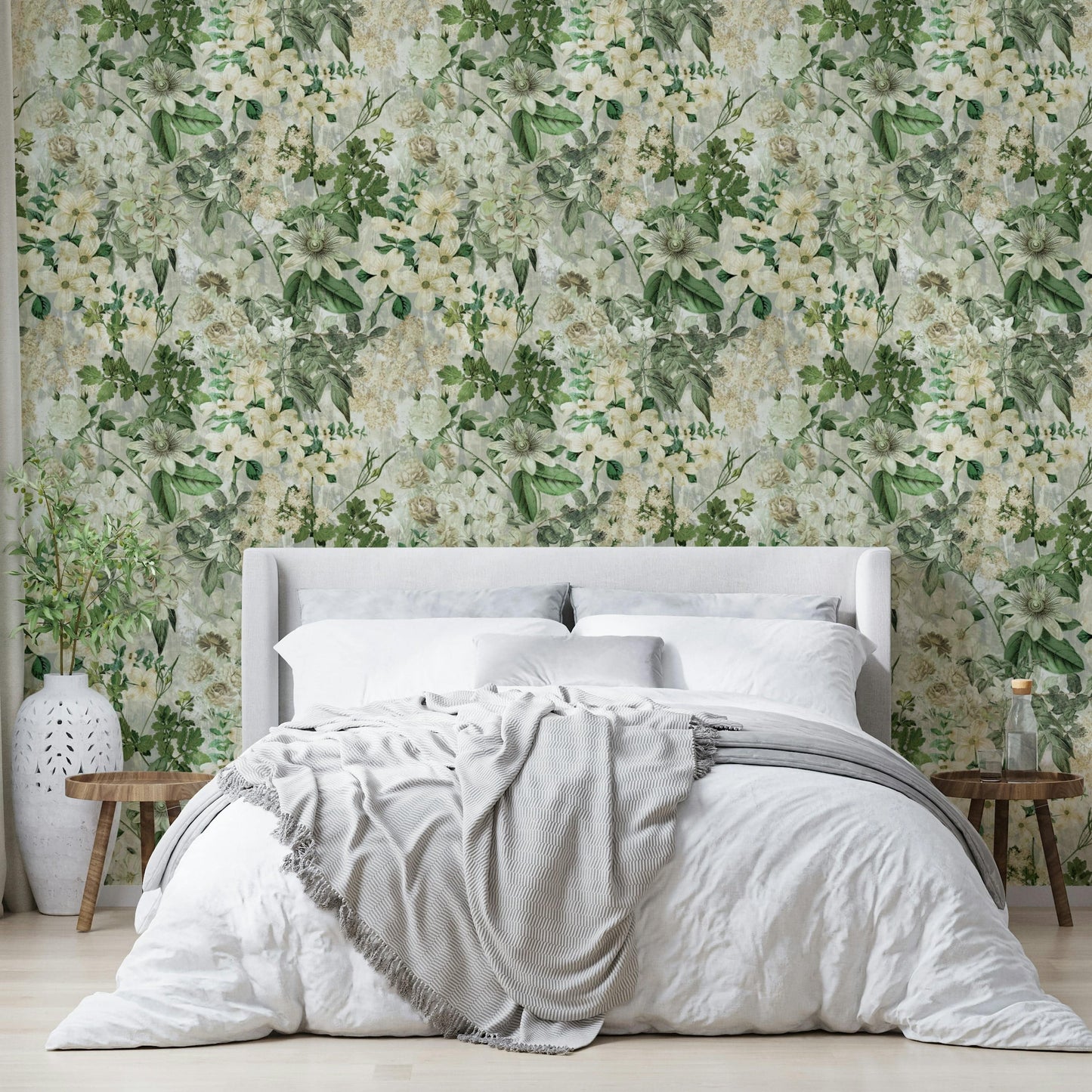 Detailed view of the abstract, hand-drawn flowers

