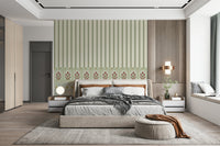 Bloom stripe border wall mural with soft floral wallpaper and green wallpaper tones