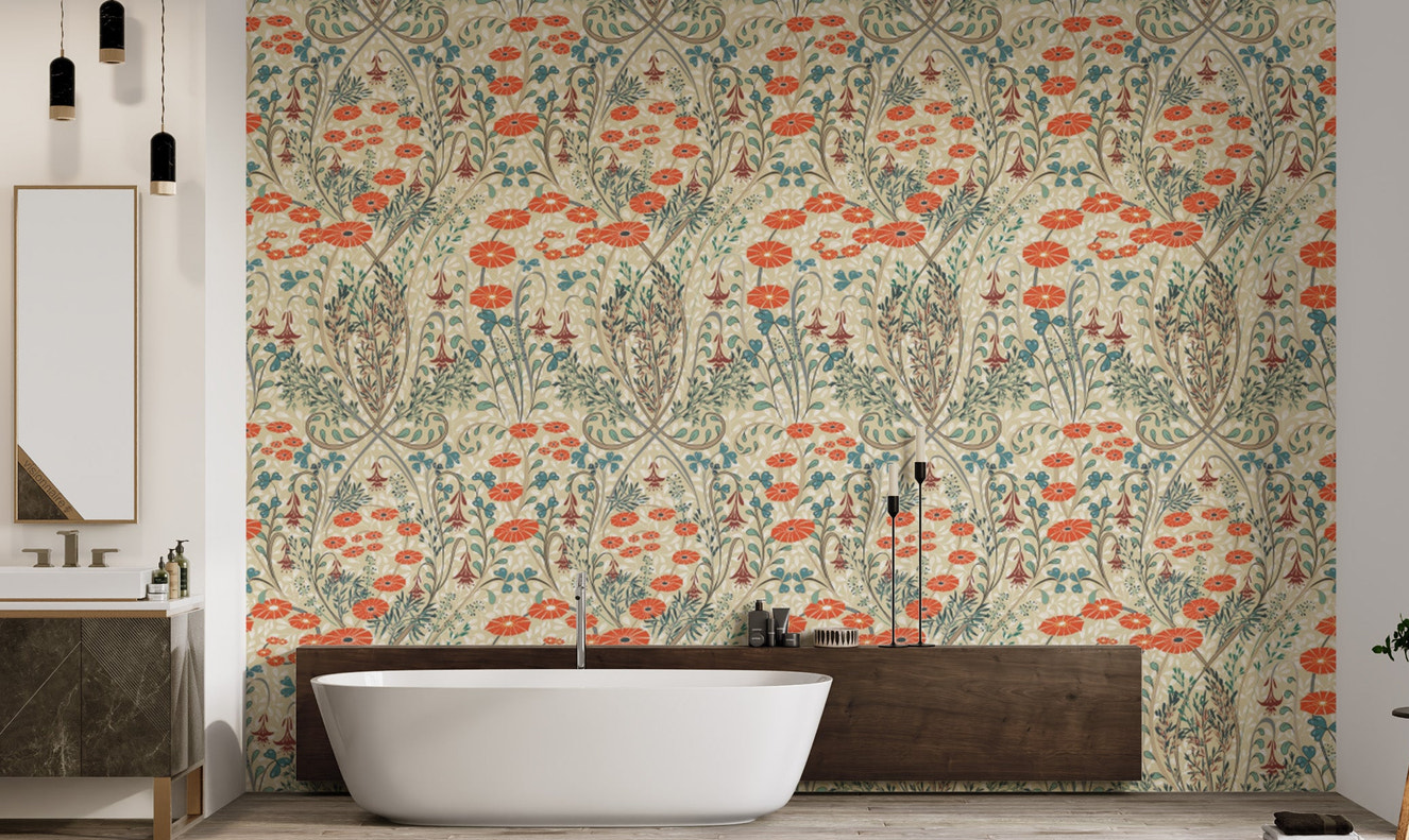 Easy-to-apply Floral Vintage Symphony wallpaper
