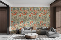 Removable wallpaper with vintage floral patterns