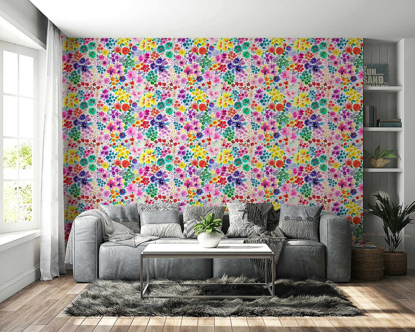 Artful small blooms on antique-inspired wallpaper

