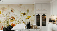 A beautiful modern art wall mural of delicate flowers.

