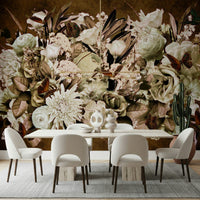 A contemplative floral pattern wallpaper mural for a feature wall.

