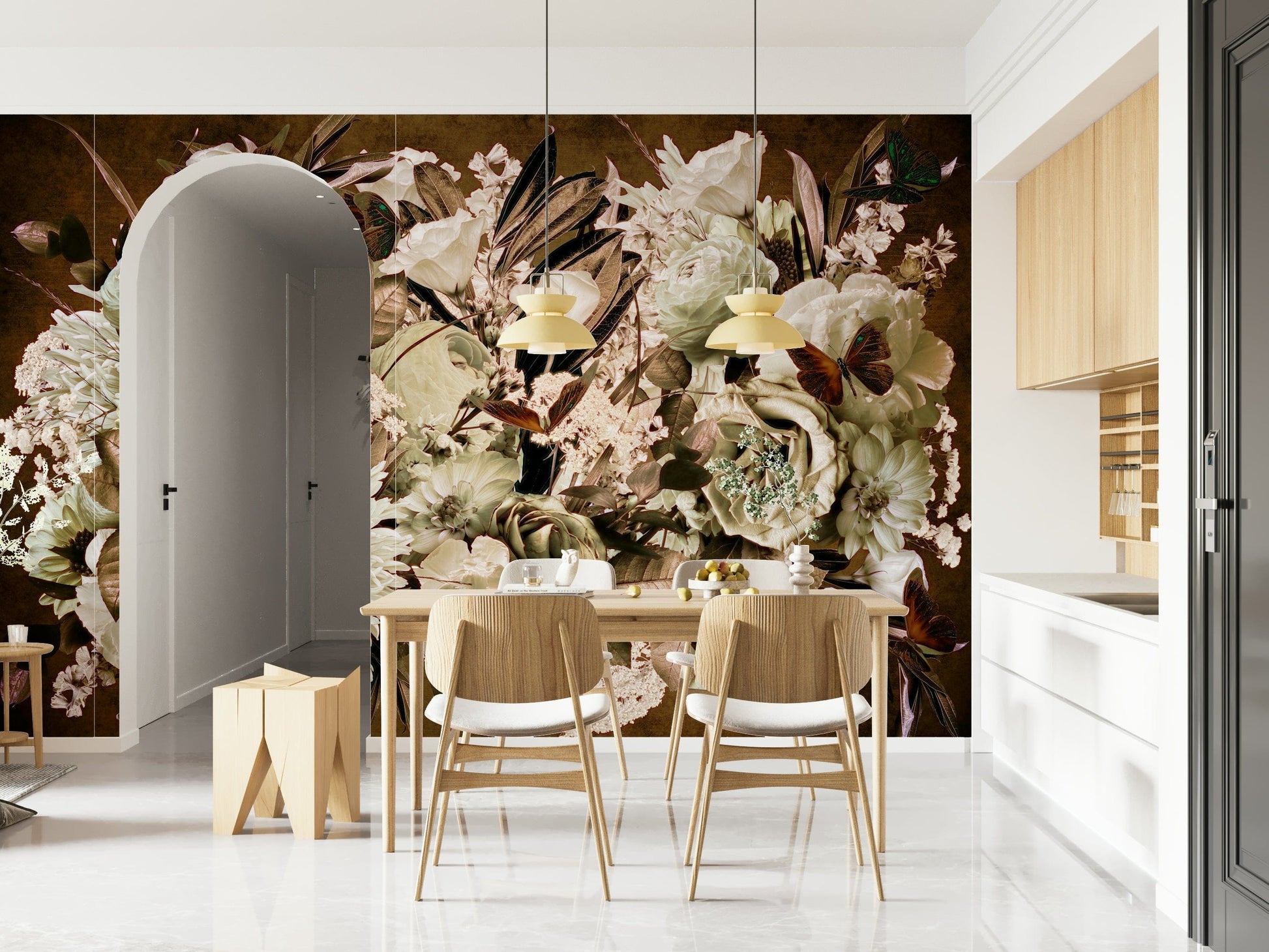 A serene subtle flower wall mural for your decor.

