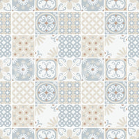 Vintage Folk Tiles – Blue Breeze Wallpaper⁠