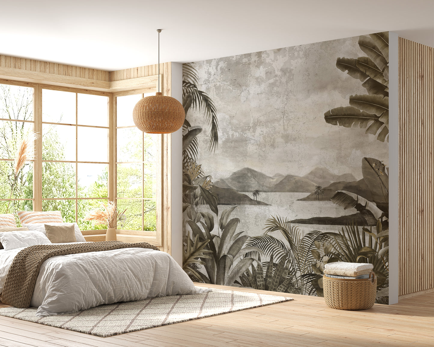 Depicting Cense Green Vintage Forest Peel & Stick Wallpaper Mural - Giffywalls