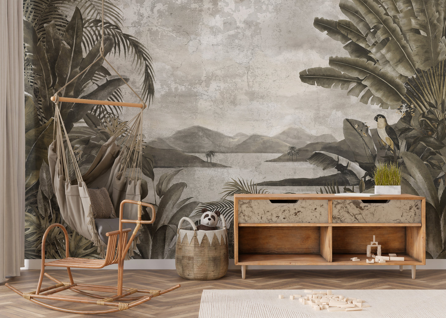 Cense green forest wallpaper mural design
