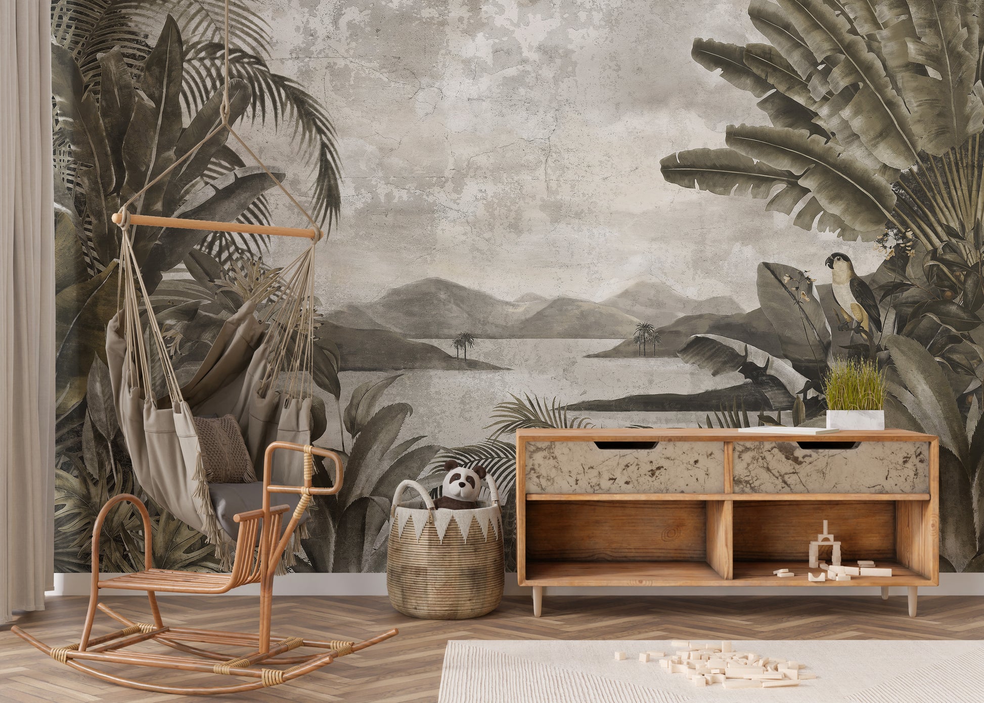 Cense green forest wallpaper mural design
