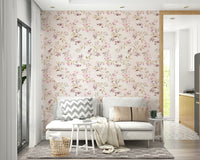 Watercolor floral mural perfect for romantic or cottage interiors.

