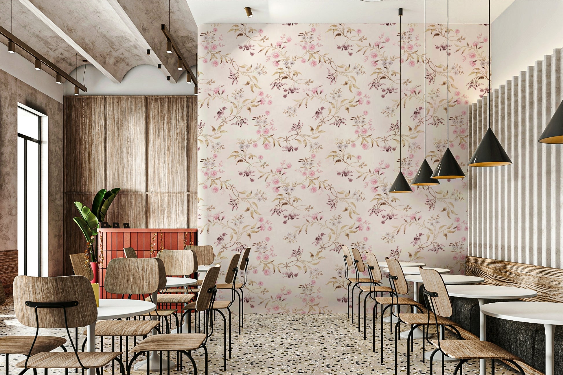 Vintage garden wallpaper with elegant botanical illustrations.

