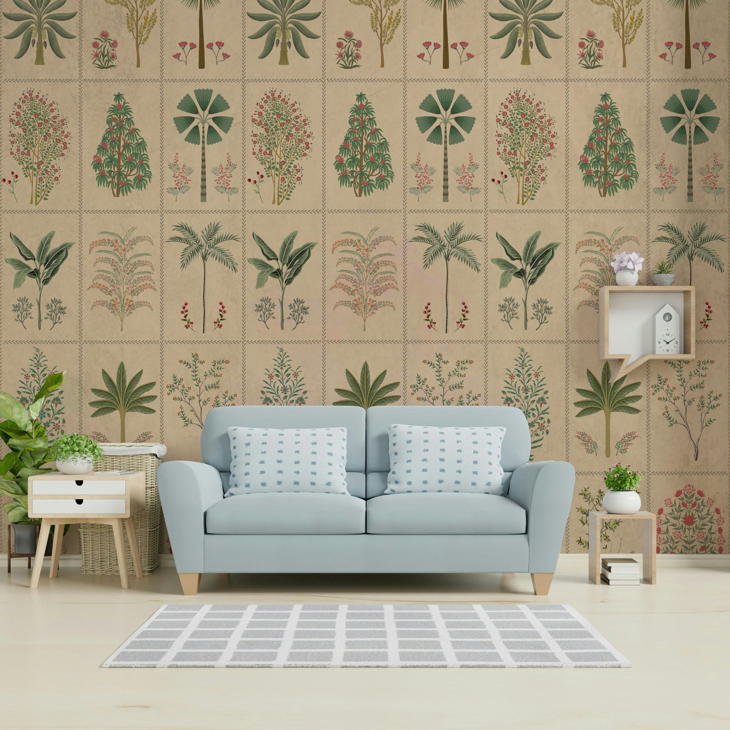 The composition is a harmonious, repeating pattern.

