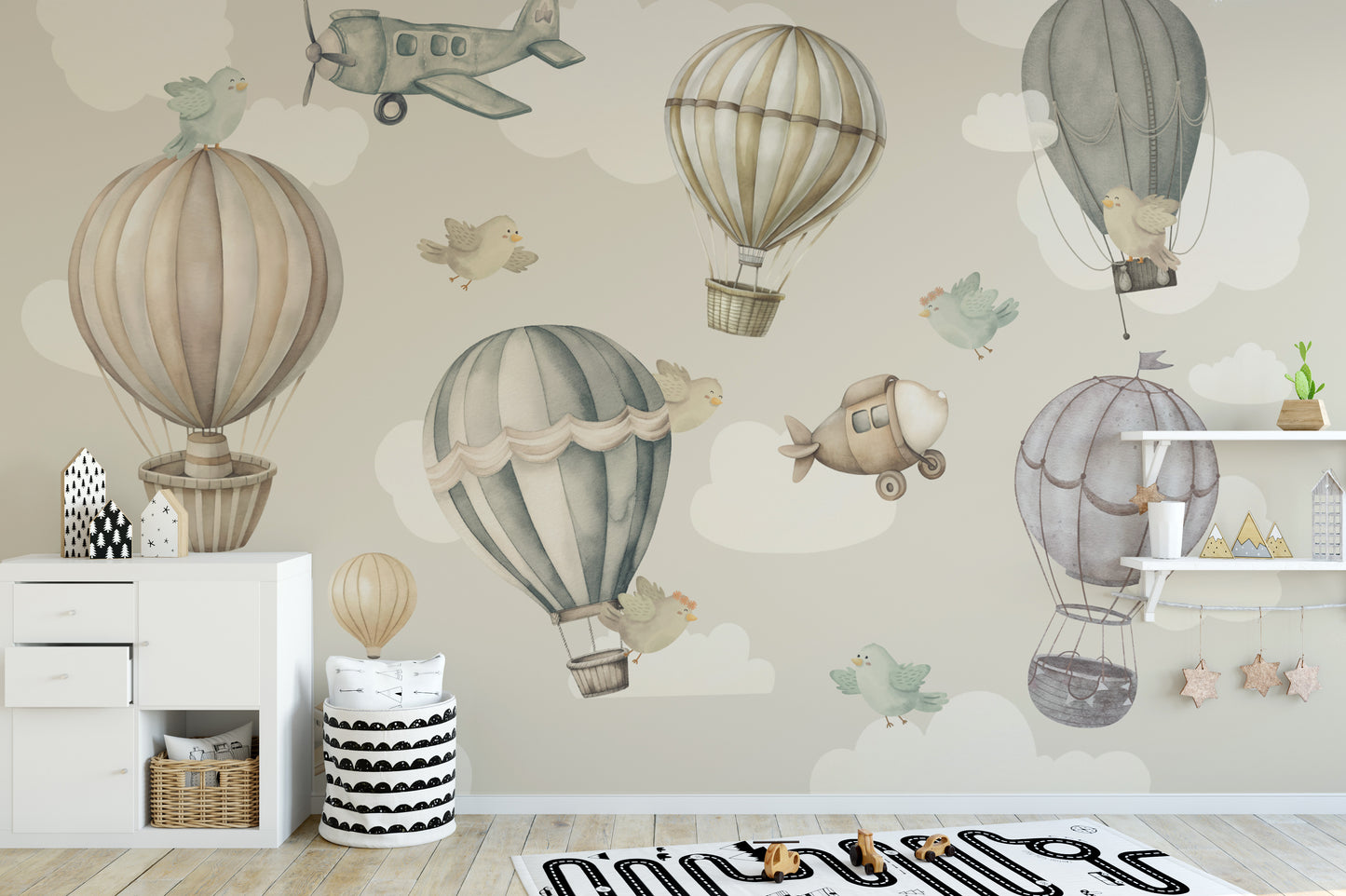 Vintage Hot Air Balloon Nursery Wall Mural