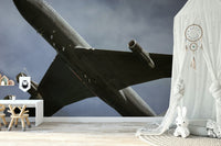 A high-angle view of the wall mural in a large space.