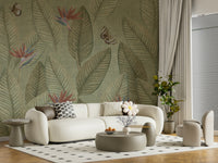 Canvas look jungle print defines Jungle Life Faded for walls.