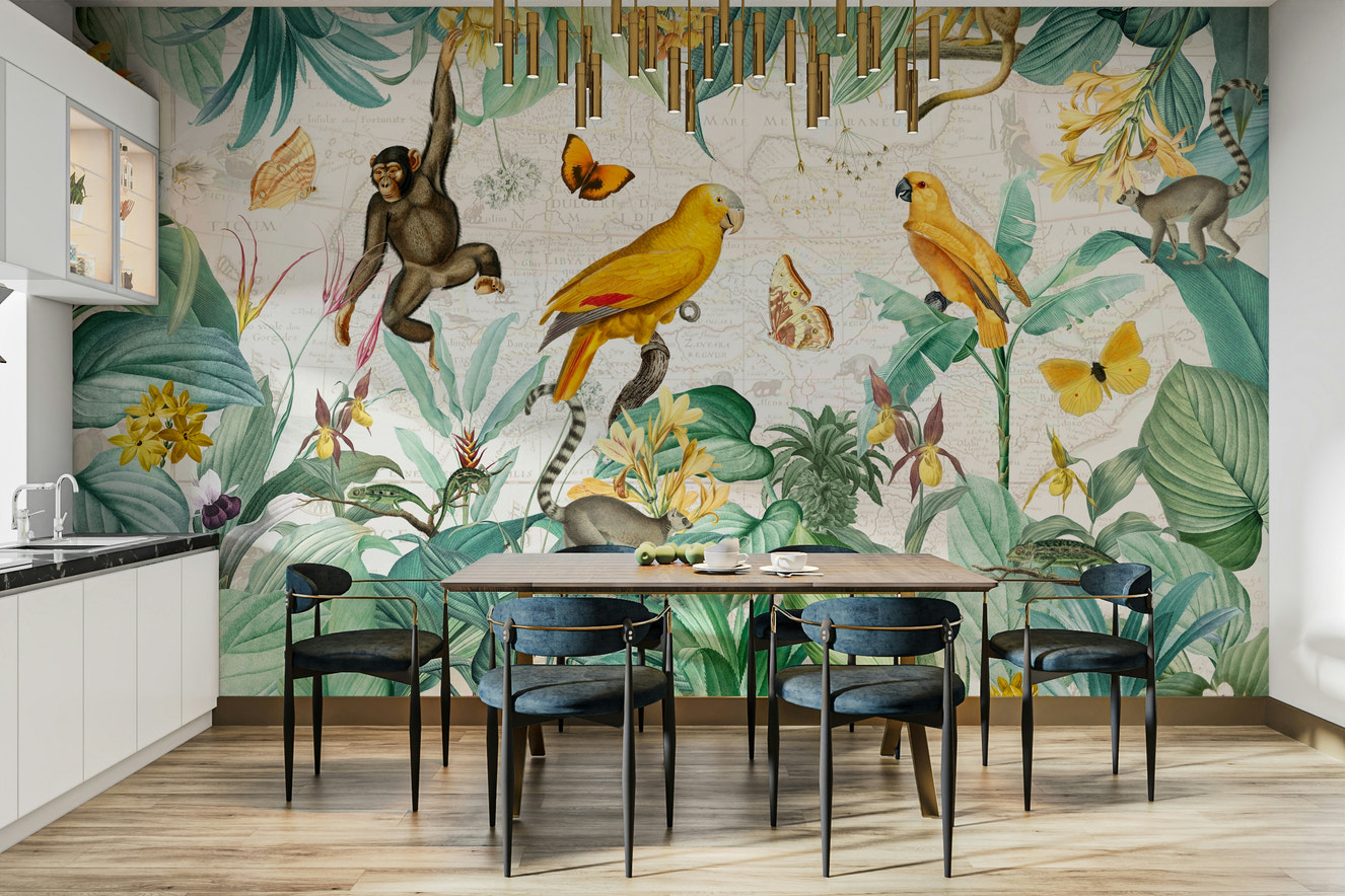 Vintage Jungle Paradise 2 mural wallpaper

