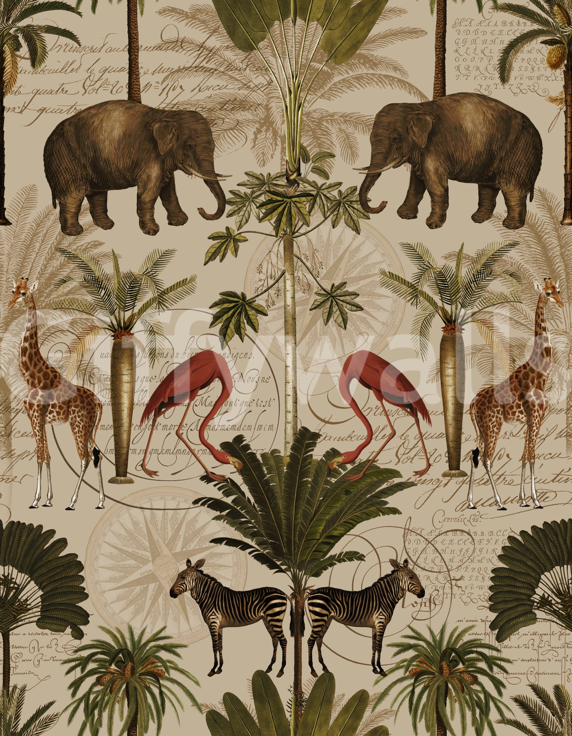 Lush tropical wallpaper creating an adventurous, exotic vibe

