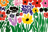 Oversized cut-out blooms in joyful wall mural

