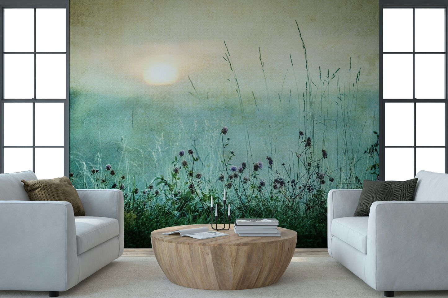 Vintage Meadow Dawn Wall Mural -1026605