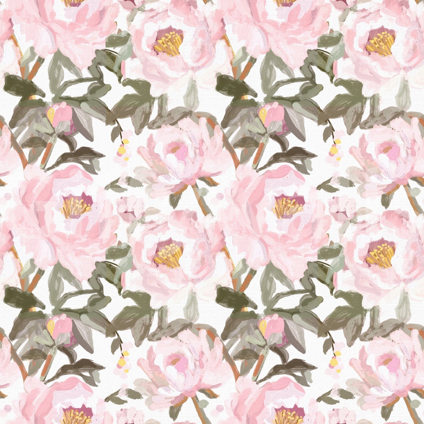 Vintage Oil Painted Pink Peonies with Soft Romantic Petals Wallpaper⁠