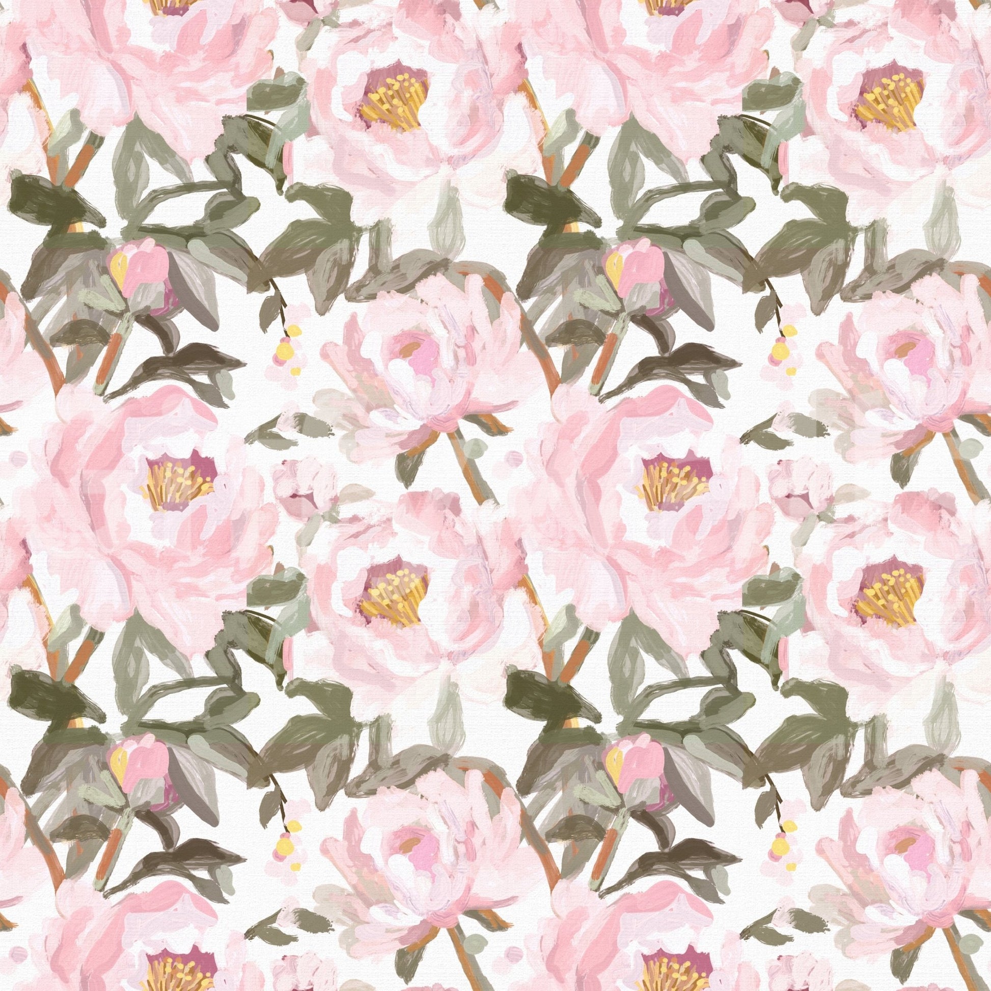 Vintage Oil Painted Pink Peonies with Soft Romantic Petals Wallpaper⁠