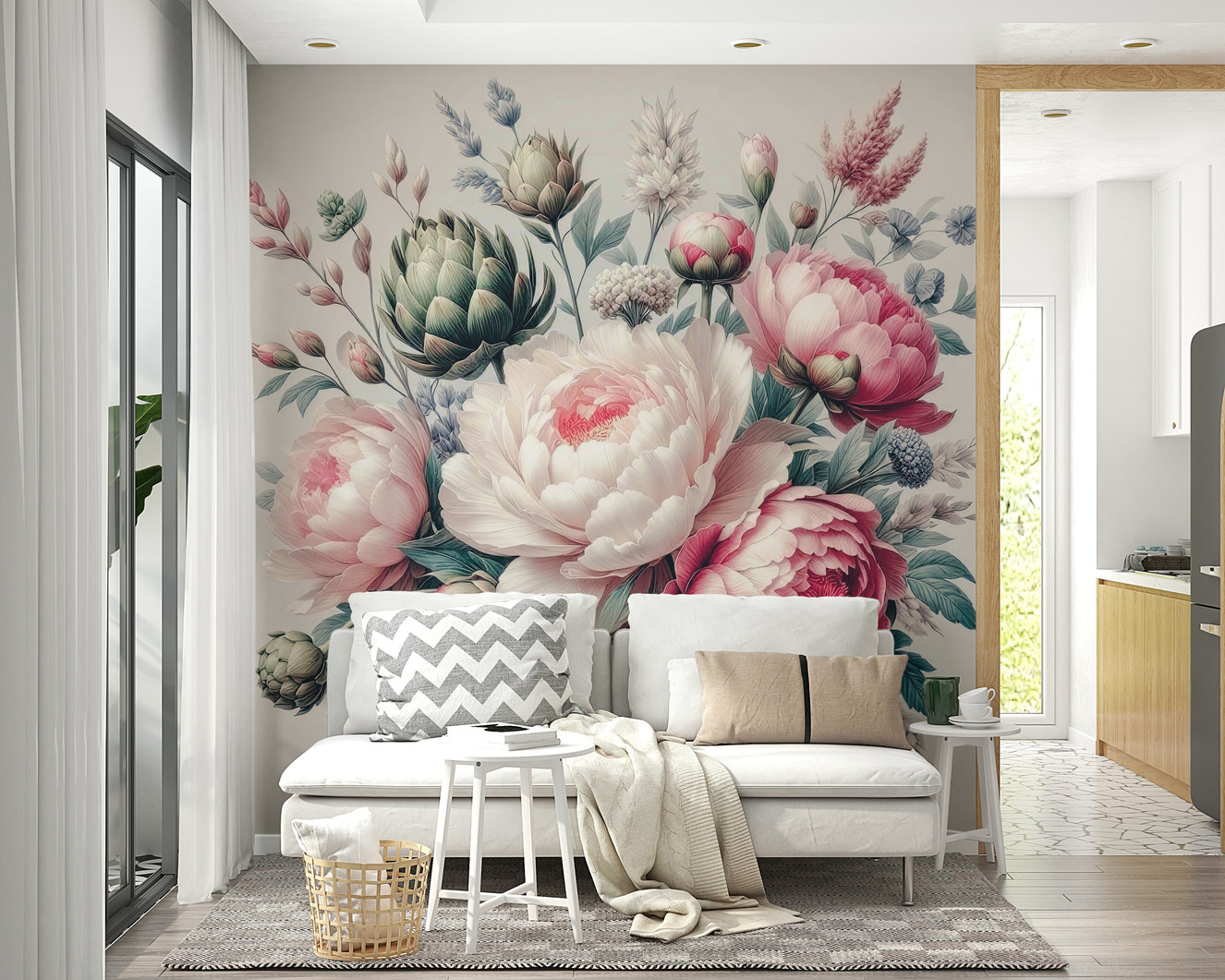 Vintage Peonies Spring Wall Mural