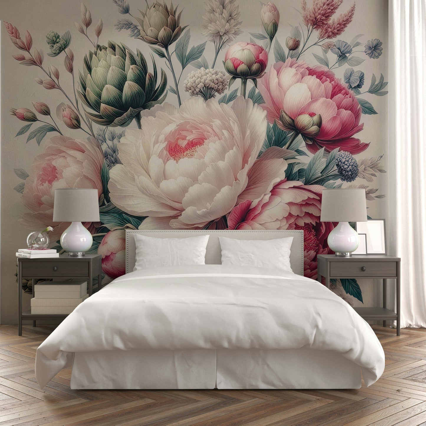 Vintage Peonies Spring Wall Mural