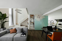 An angled shot of the mural's classic color palette.